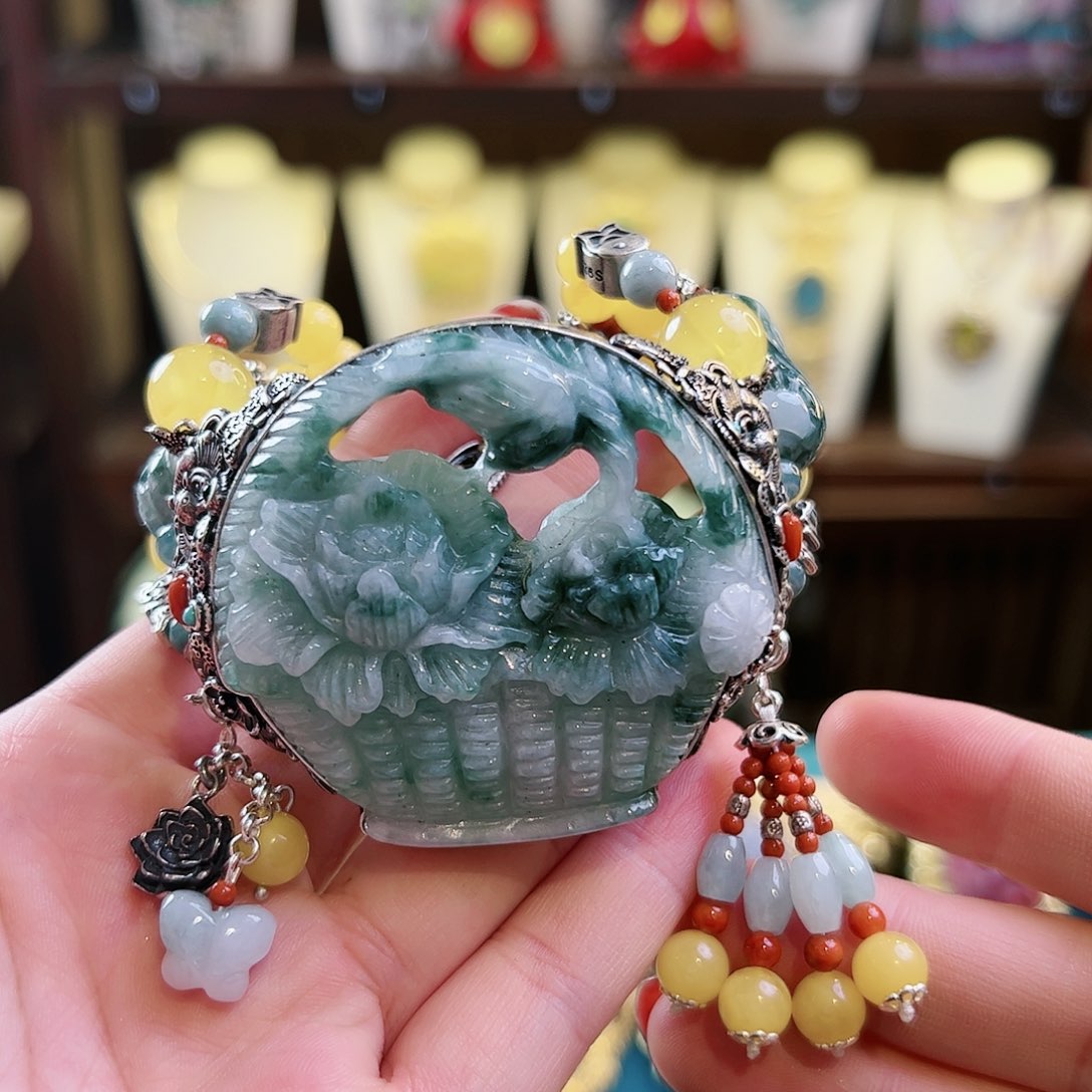 翡翠手链银S925镶嵌手链