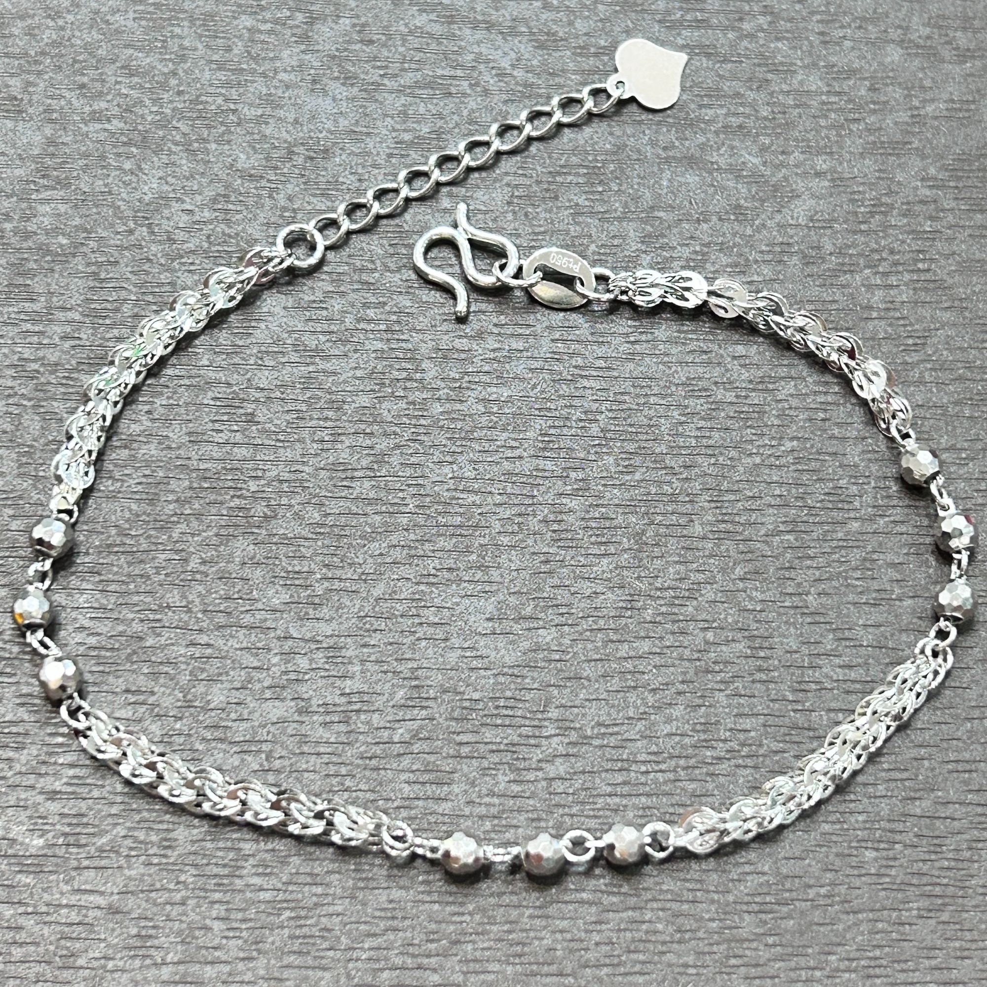 【销冠专享】PT950铂金凤尾间足球珠手链BJSL049