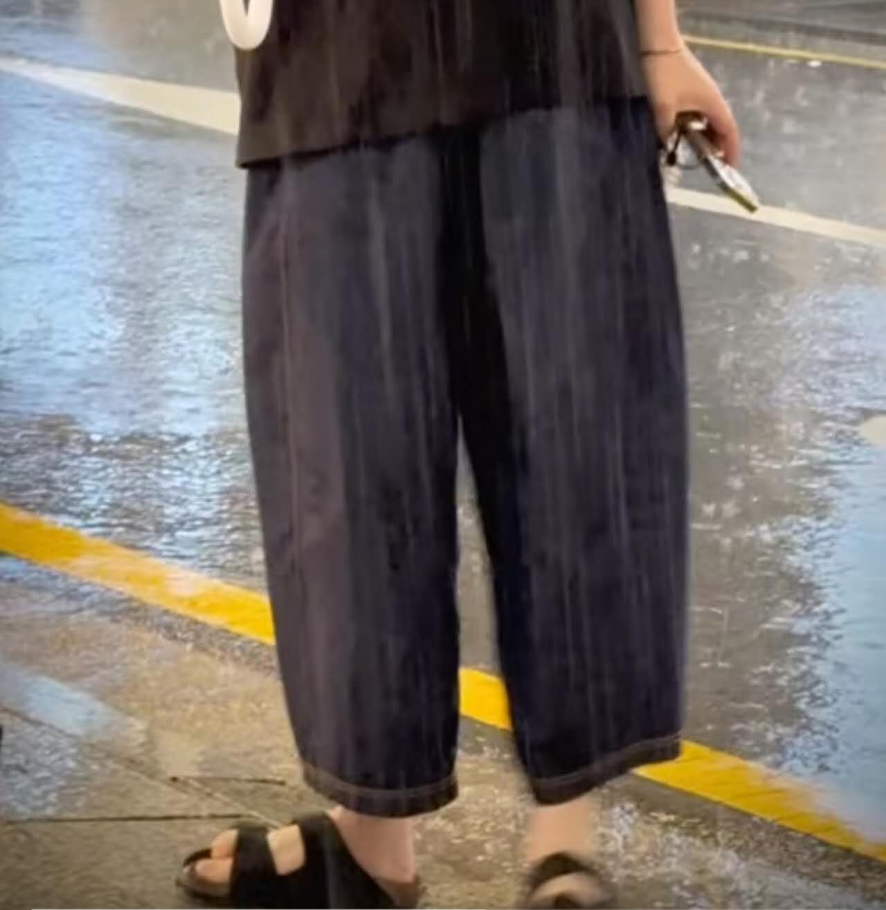 韩国正品不支持退换/M/松紧牛仔裤/0716