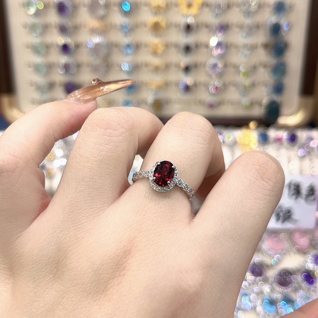 烟晶戒指银S925镶嵌