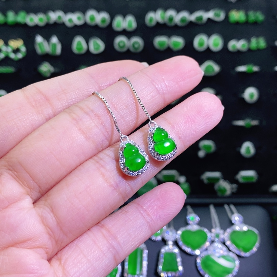 翡翠银S925镶嵌耳饰多样性