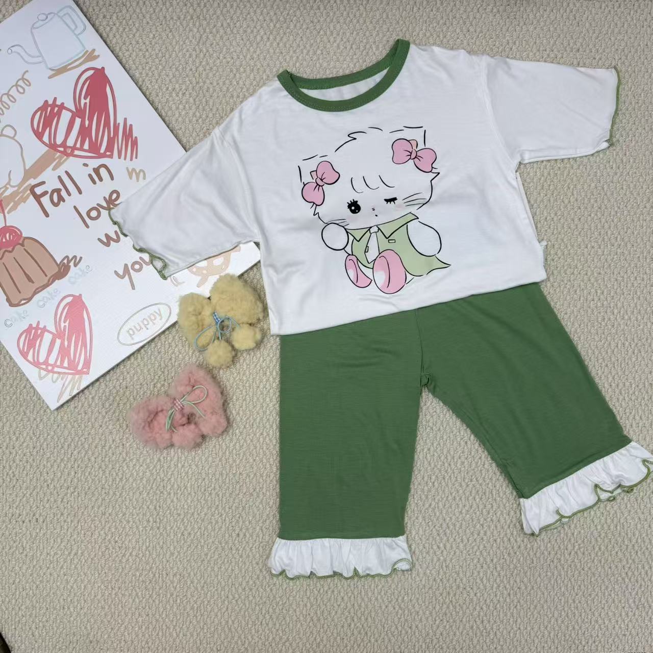 044单链接-夏款小猫咪儿童家居服