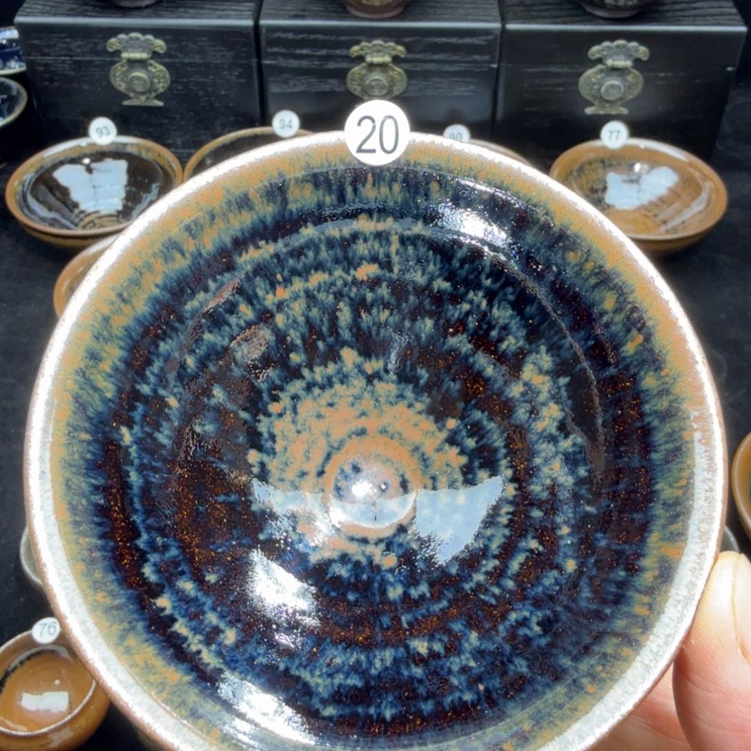 茶盏柴烧微瑕蓝蓝蓝