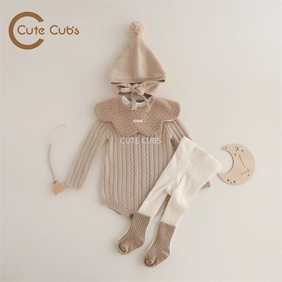 春秋婴儿连体衣秋装针织婴幼儿洋气宝宝纯色衣服长袖哈衣爬服毛衣