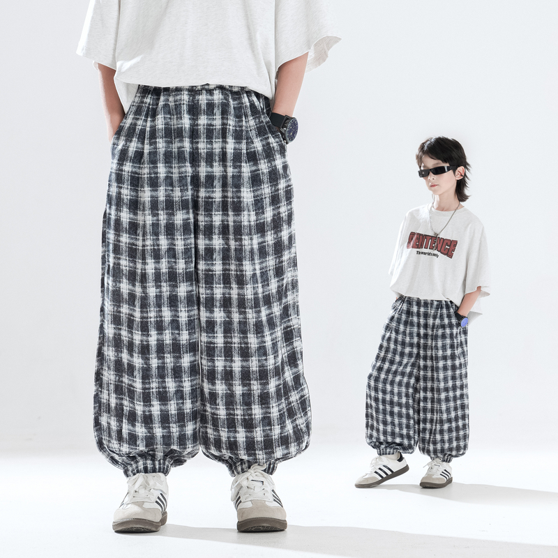 【格纹长裤】25夏季新品男童防蚊裤儿童中大童装轻薄休闲裤子潮