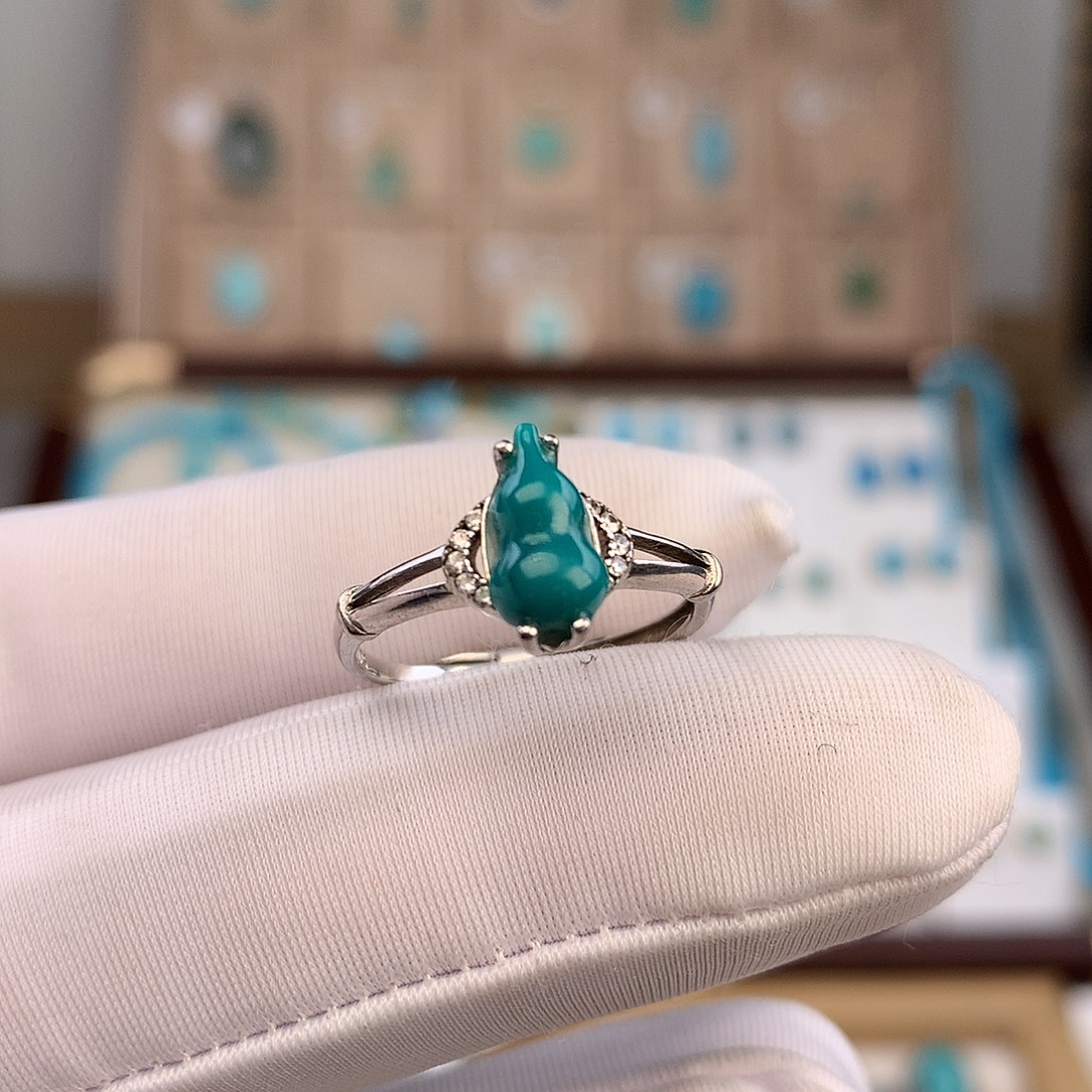 绿松石银S925镶嵌戒指