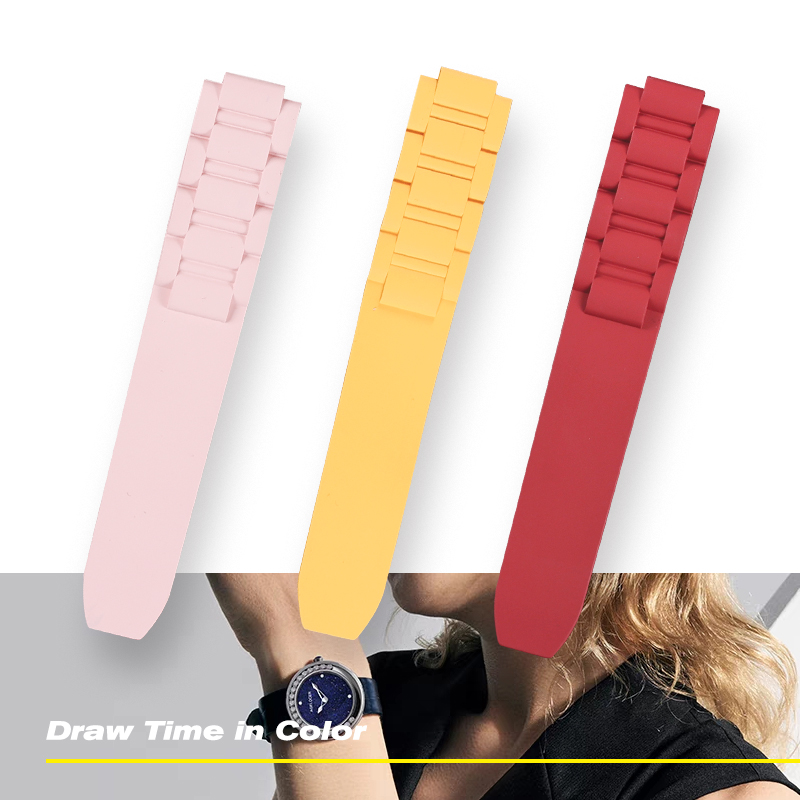 适配卡地亚蓝气球氟橡胶表带耐磨防水表带卡地亚坦克表带