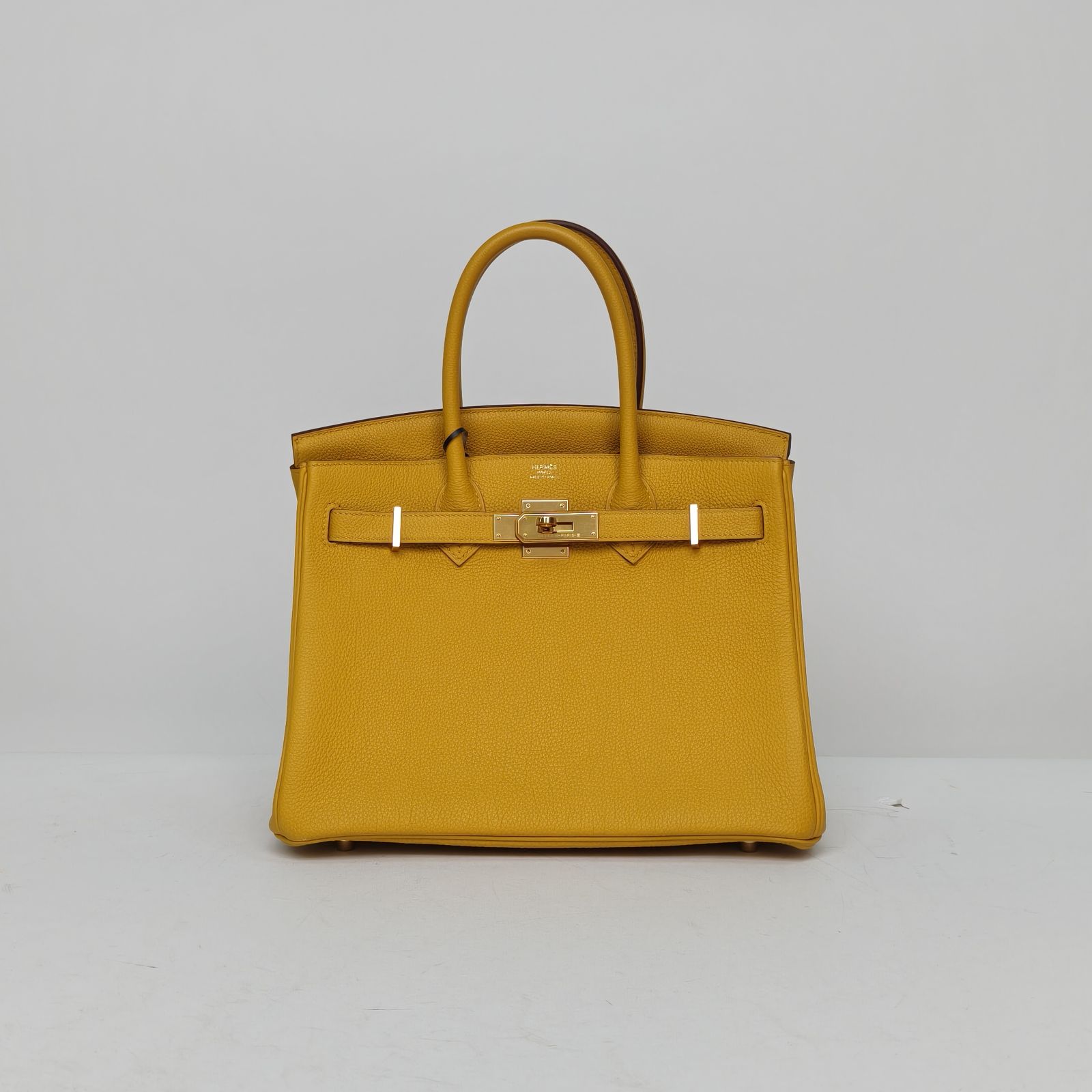 95新 Hermes/爱马仕 【黑黑】Birkin 30 琥珀黄 Togo皮 C刻 金扣