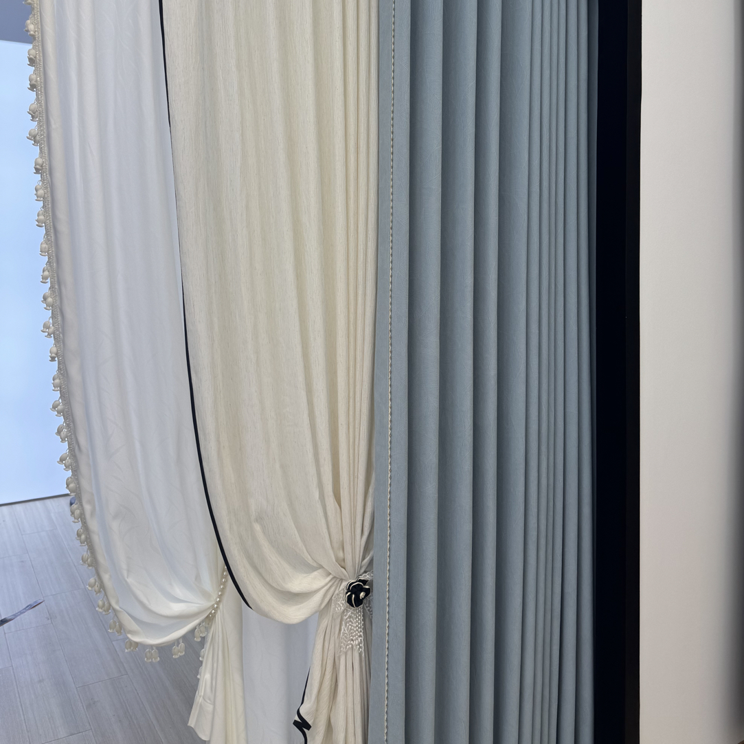 双面提花全遮光雪尼尔客厅卧室阳台定制窗帘