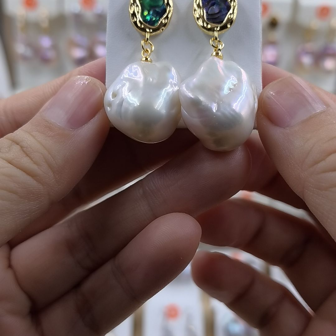 淡水珍珠耳饰银S925镶嵌