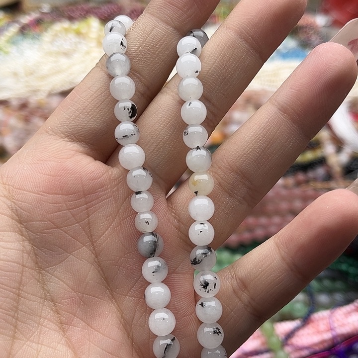 玛瑙/玉髓珠宝半成品未镶嵌8mm左右黑发晶