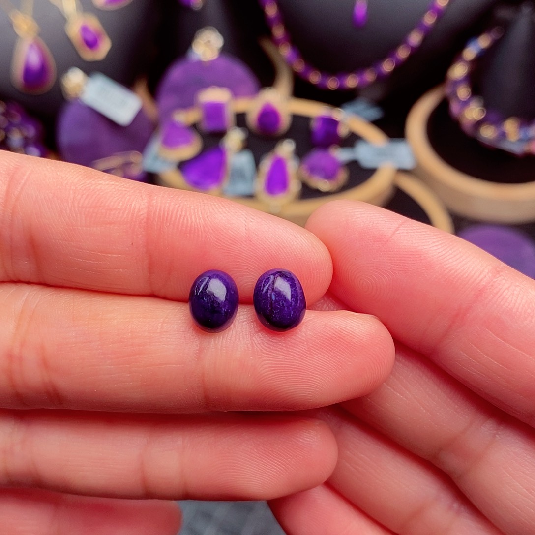 苏纪石（舒俱来）耳饰银S925镶嵌