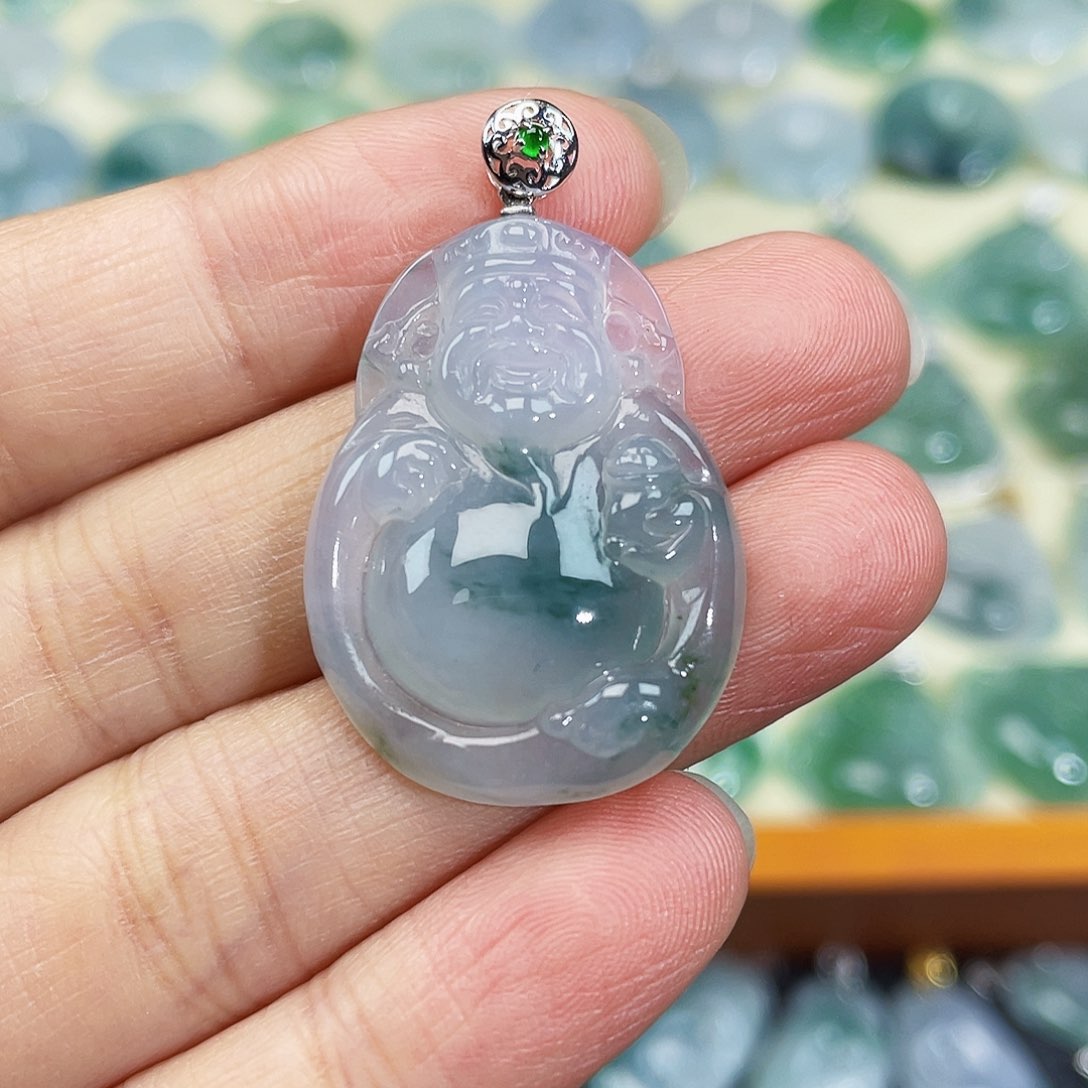 翡翠颈饰18K金镶嵌吊坠