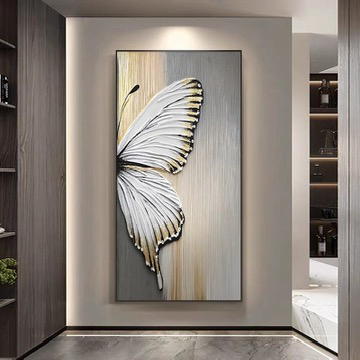 蝴蝶客厅简约装饰画现代沙发背景墙挂画高档玄关壁画黑白高级落地