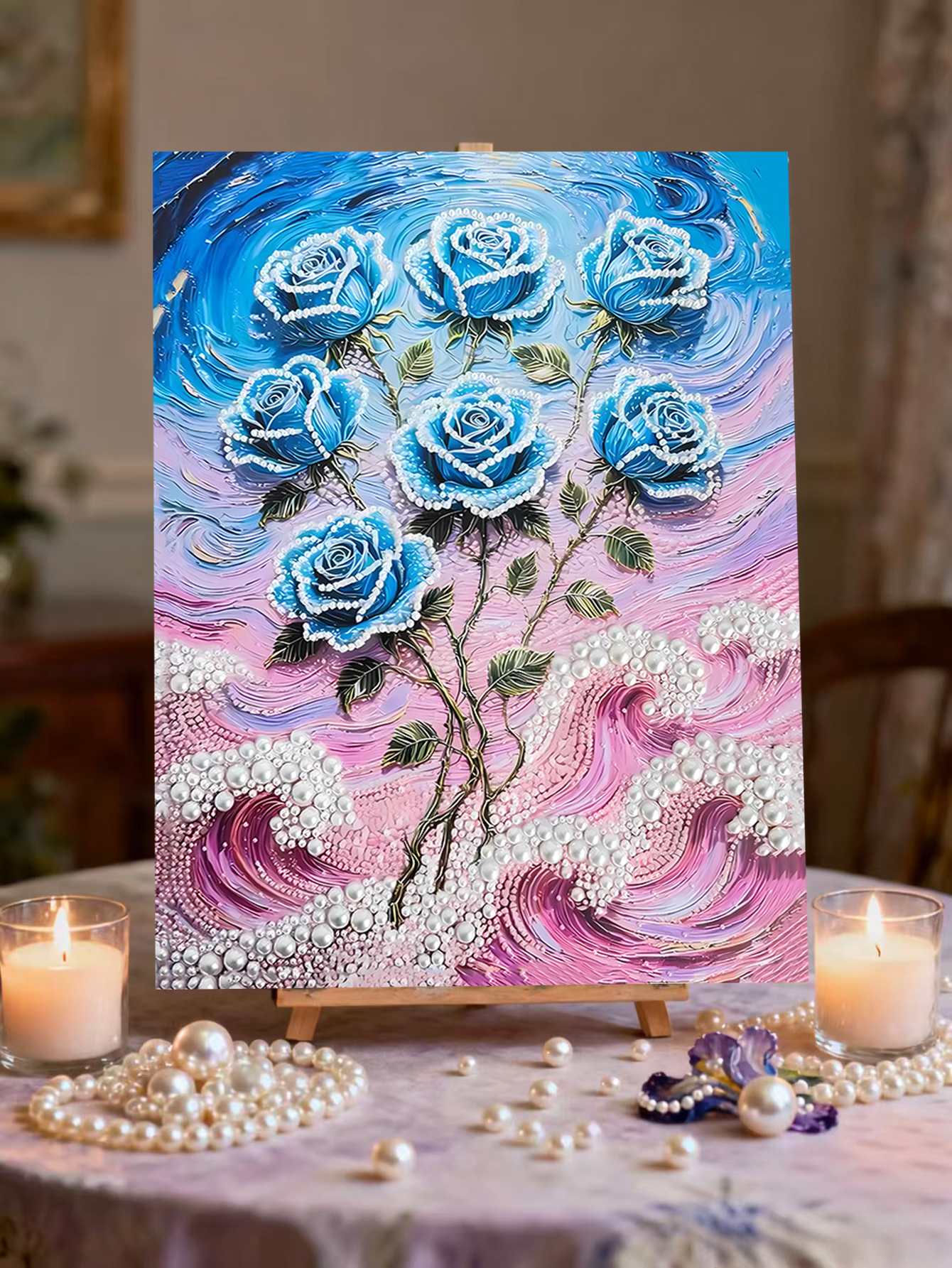 【蓝色妖姬】DIY珍珠画手工创意送男女朋友闺蜜节日礼物装饰艺术画