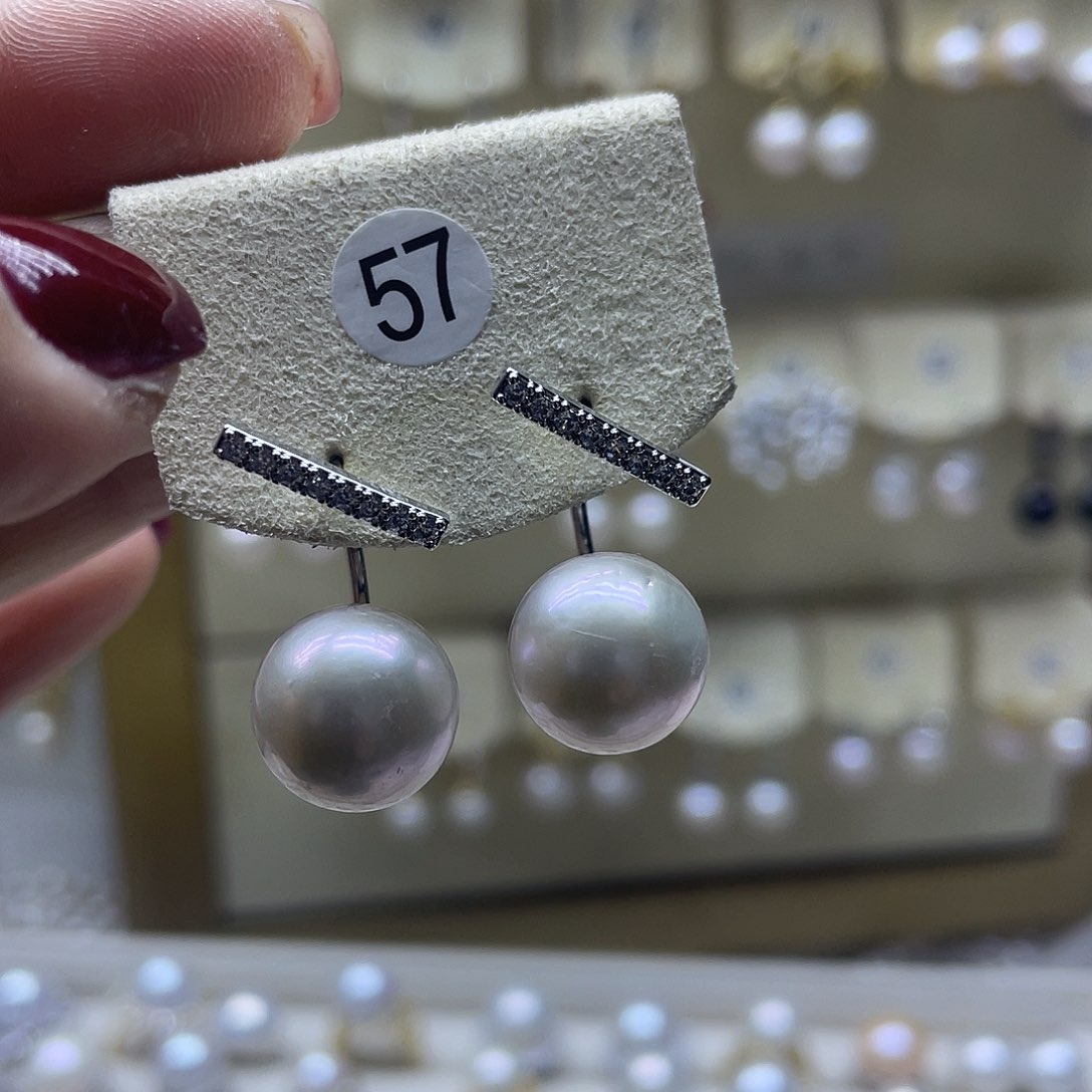 淡水珍珠耳饰银S925镶嵌