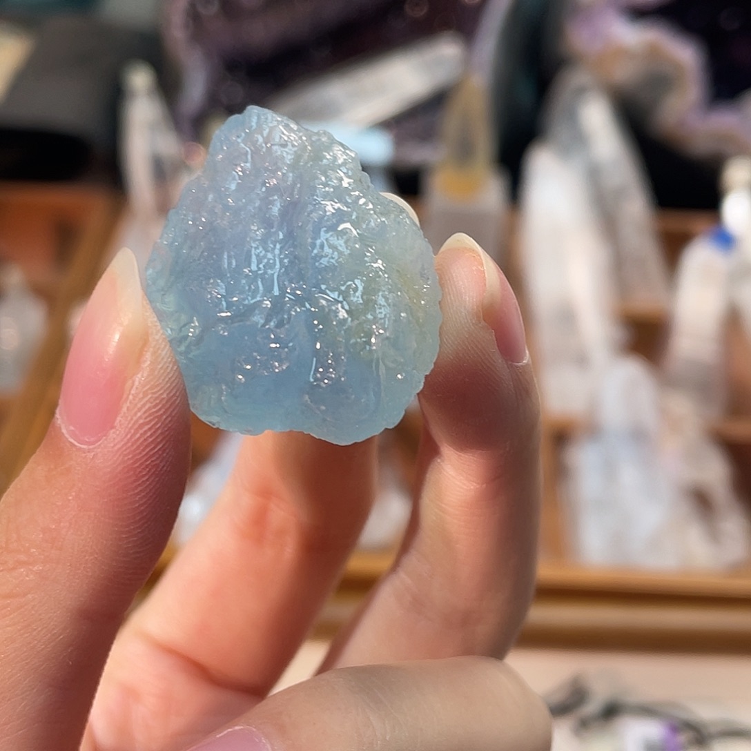 水晶未镶嵌手串海蓝宝原石 103后