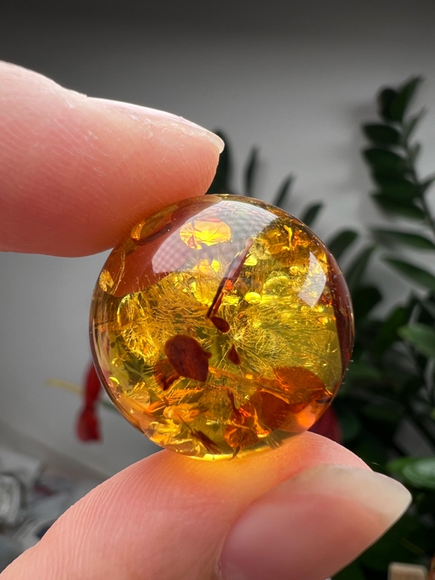 精品花珀圆珠尺寸：21mm+