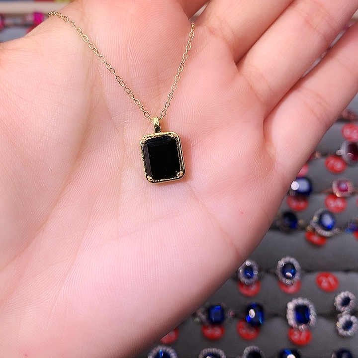 蓝宝石吊坠(赠链)银S925镶嵌