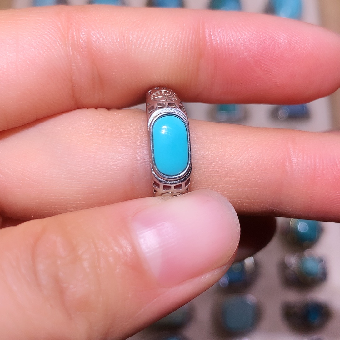 绿松石银S925镶嵌戒指