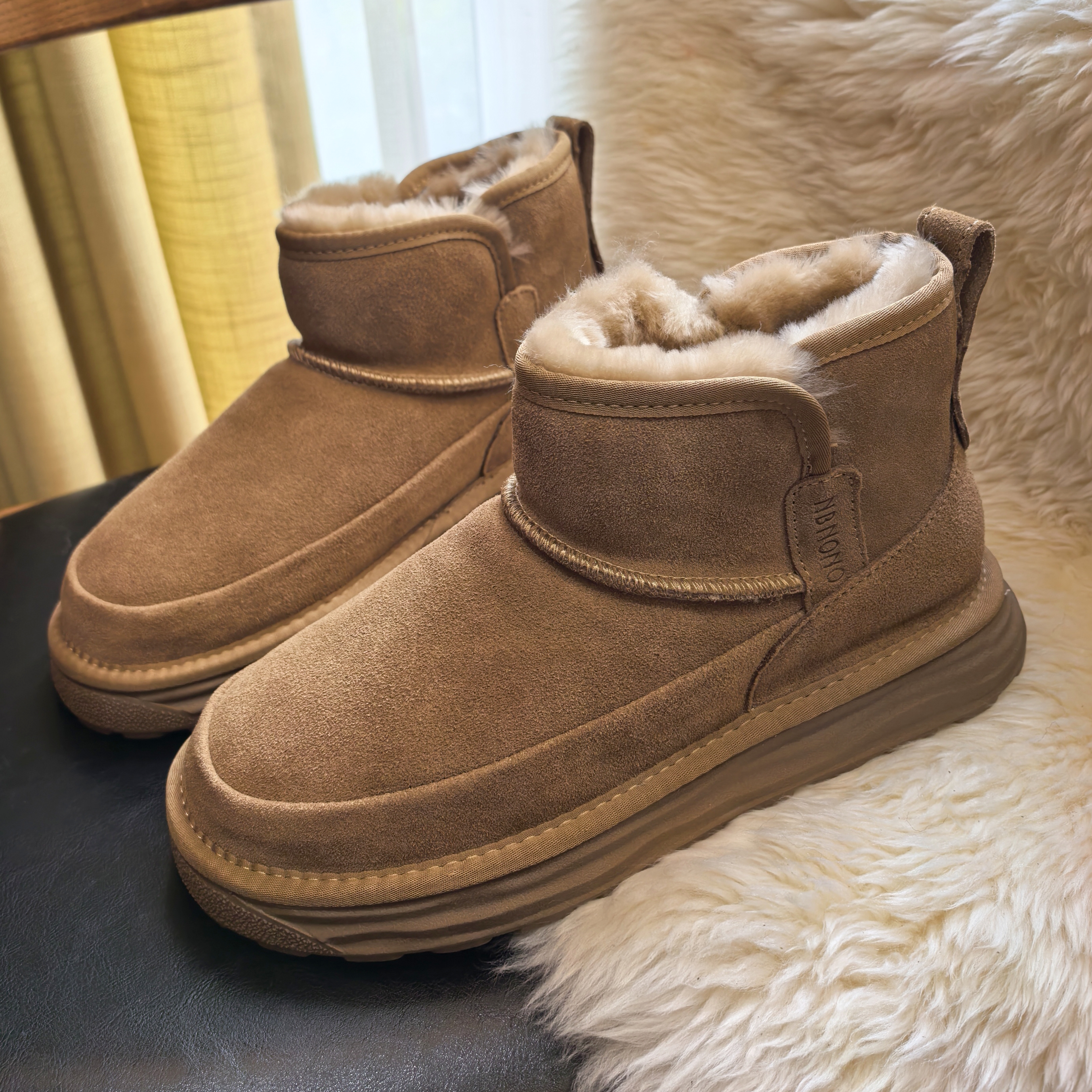 真皮时尚雪地靴牛皮+羊毛内里加厚保暖雪地靴冬季大棉鞋N8586