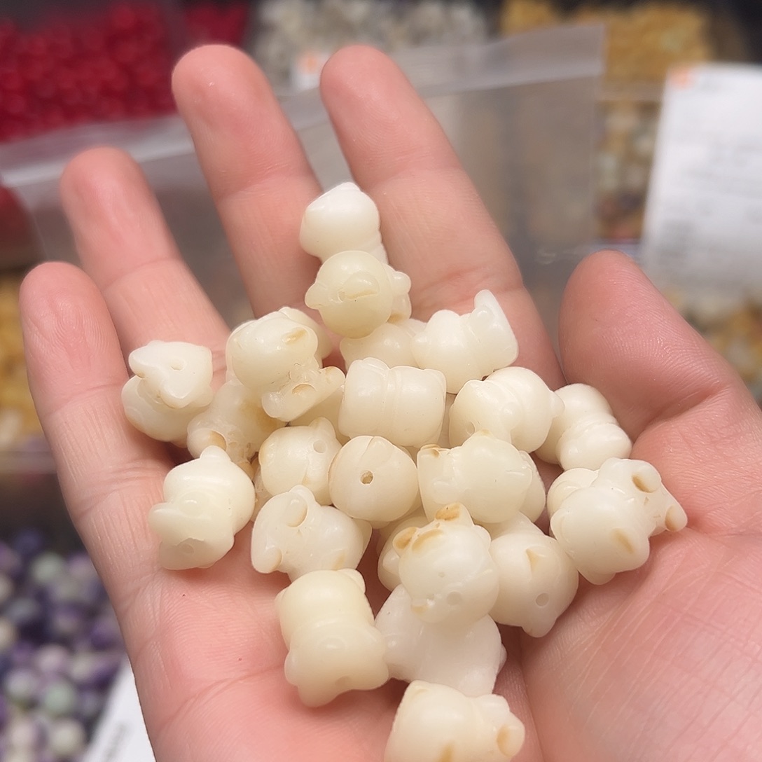 手串菩提根/象牙果20颗瑕炭烧熊有裂