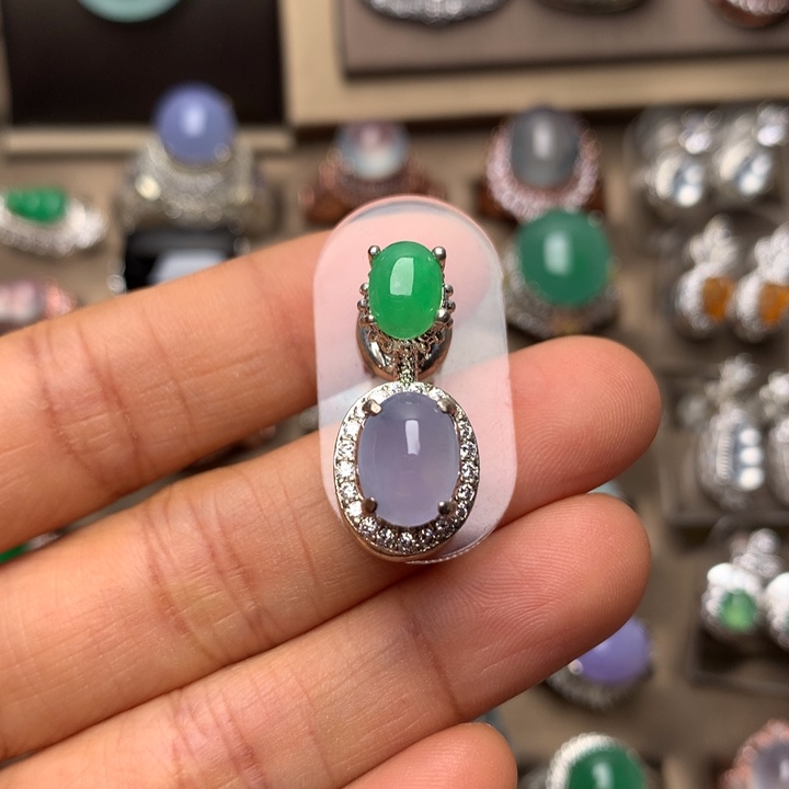 翡翠合金颈饰翡翠冰种紫吊坠