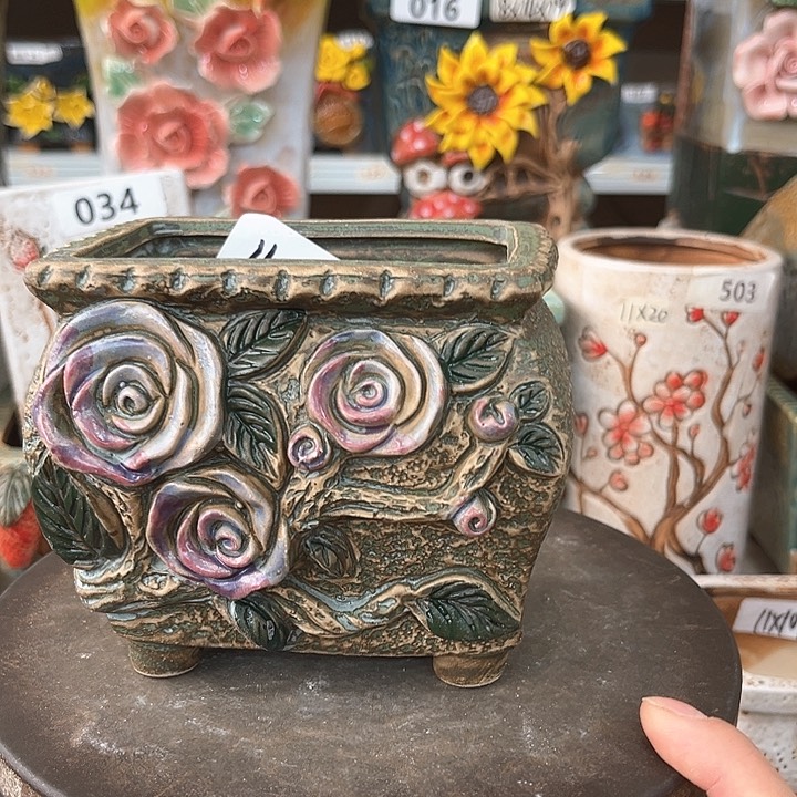 紫砂花盆粗陶材质多肉花盆发货两个