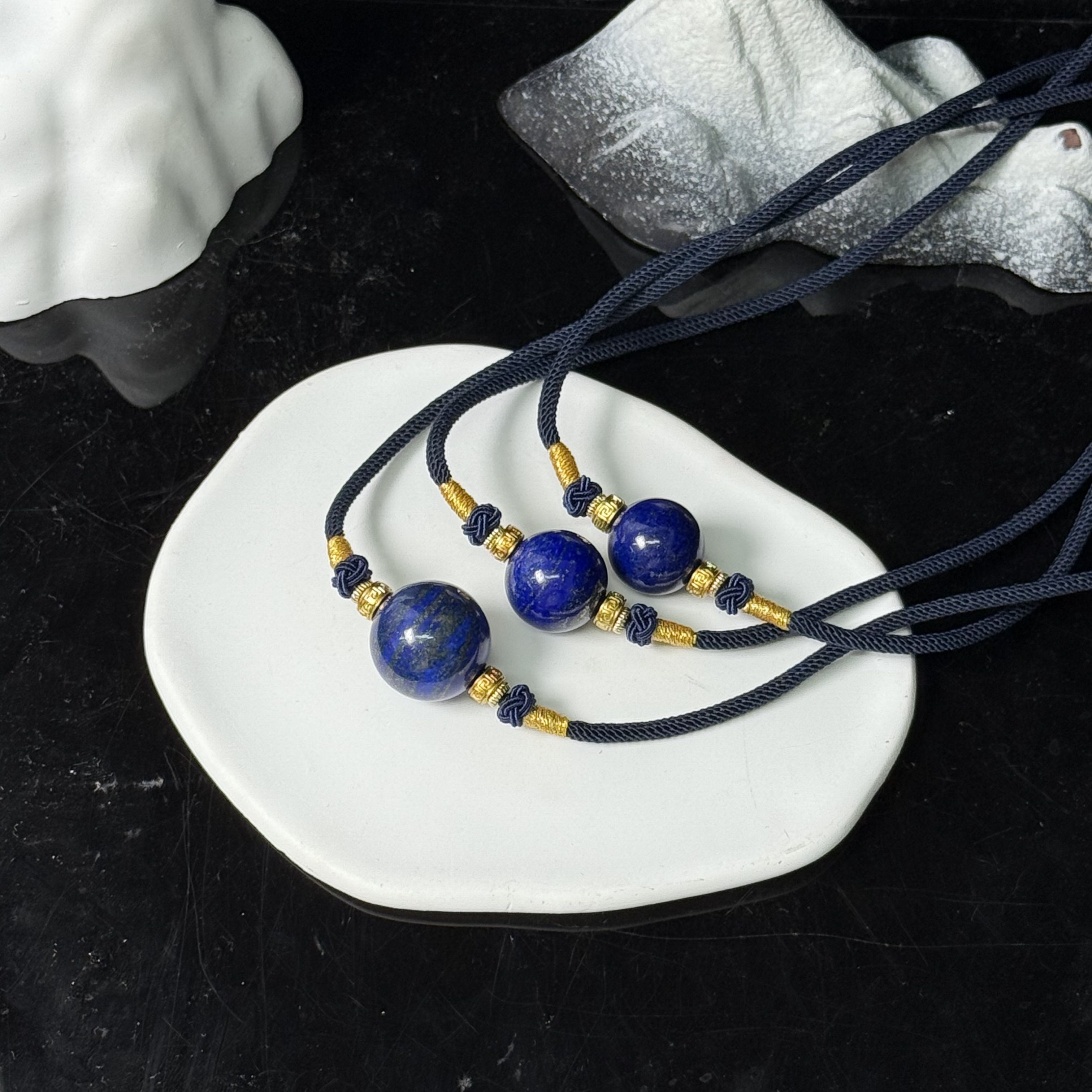 青金石圆珠路路通项链16—20mm (依据尺寸多样性发一）