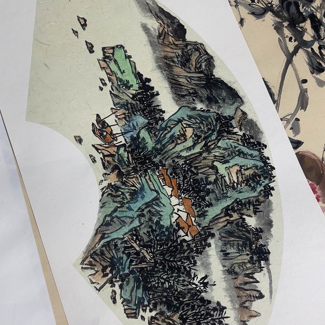 姜奇老师扇面山水作品