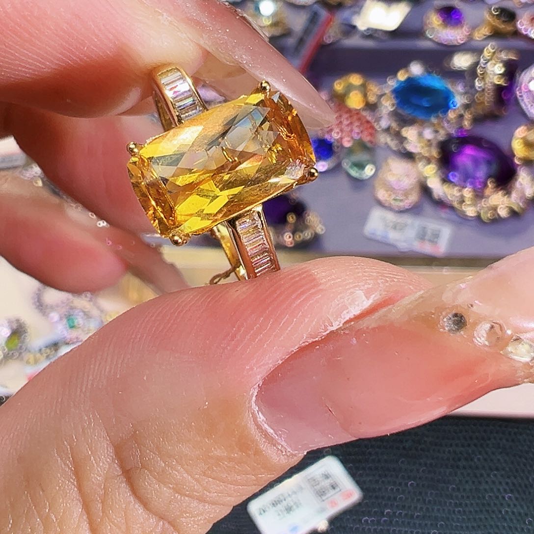 银S925镶嵌珠宝半成品黄晶