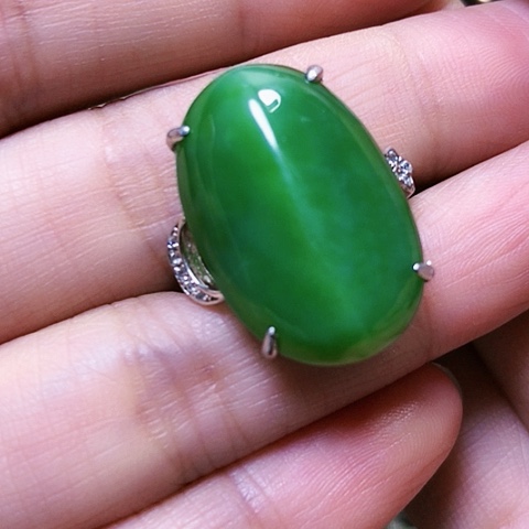 和田玉戒指银S925镶嵌