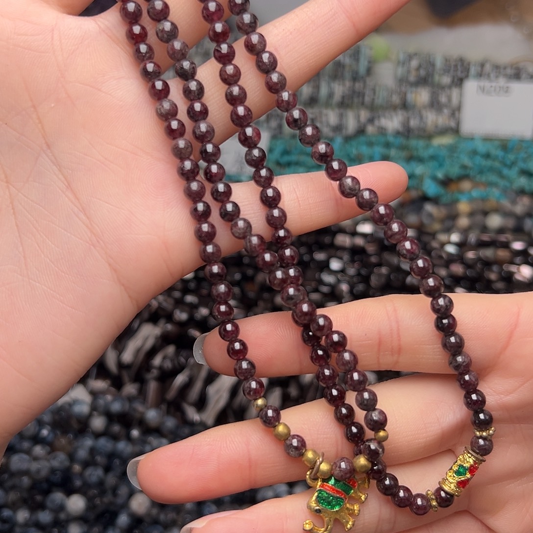 玛瑙/玉髓合金珠宝半成品N210。5mm石榴石毛衣链一条