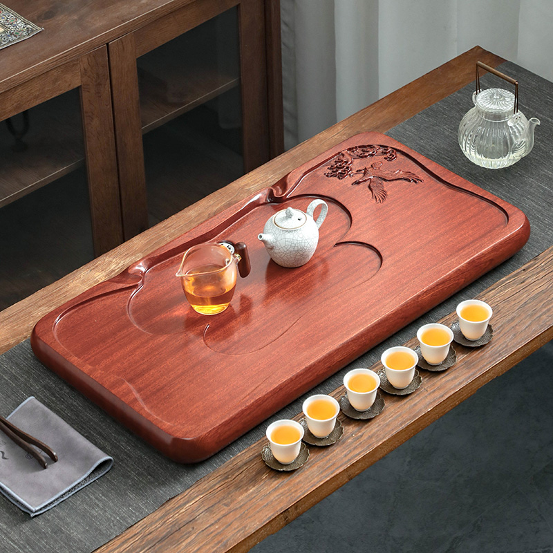 花梨整版实木茶盘 家用茶盘大小号 茶海茶具 拍碎简约 大展宏图