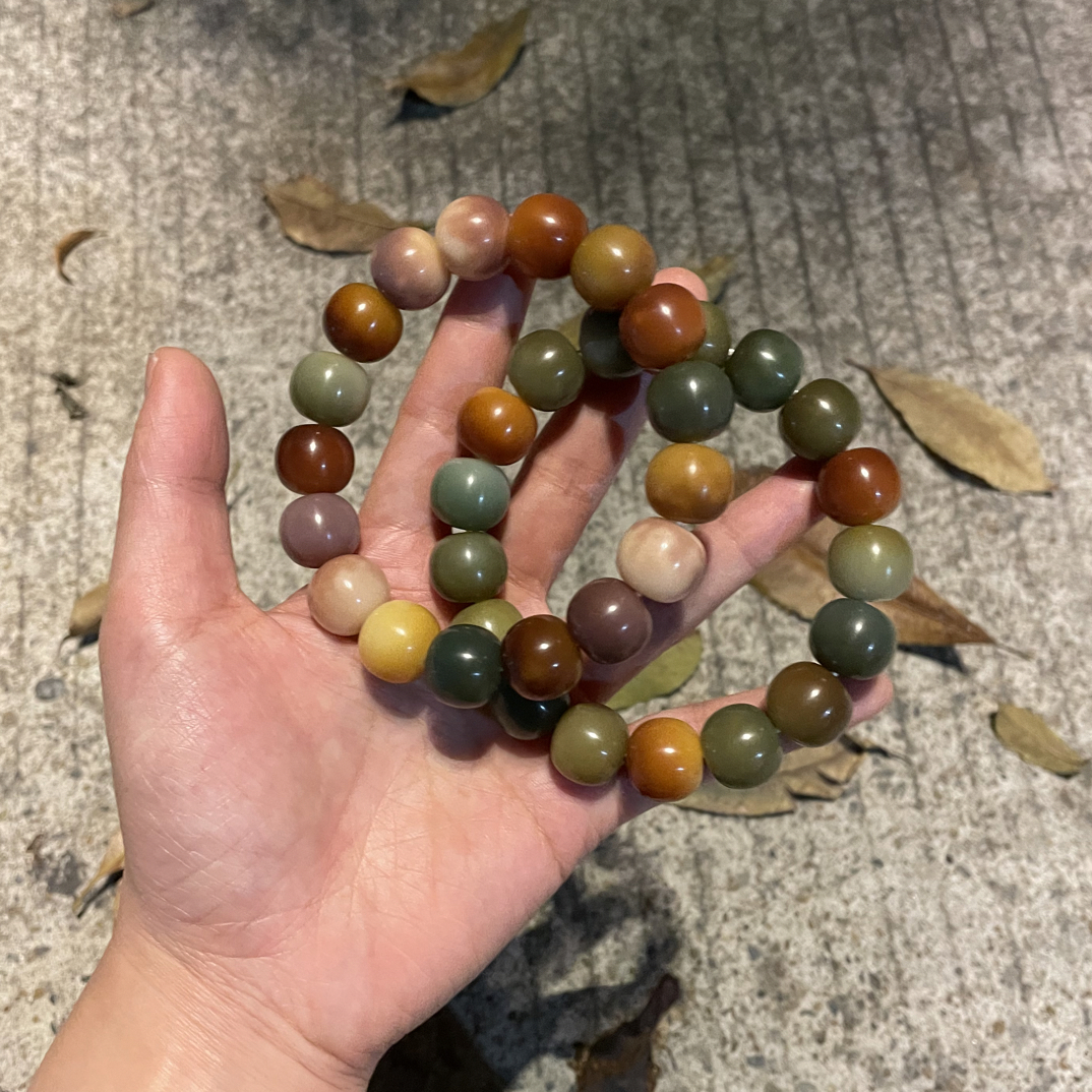 菩提手串唐三彩系列原生态菩提根绕指柔手串男女通用可盘玩文玩