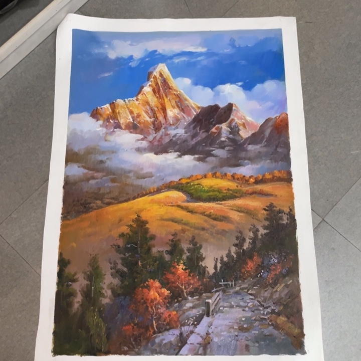 心***蓝油画油画作品入选带内框6090