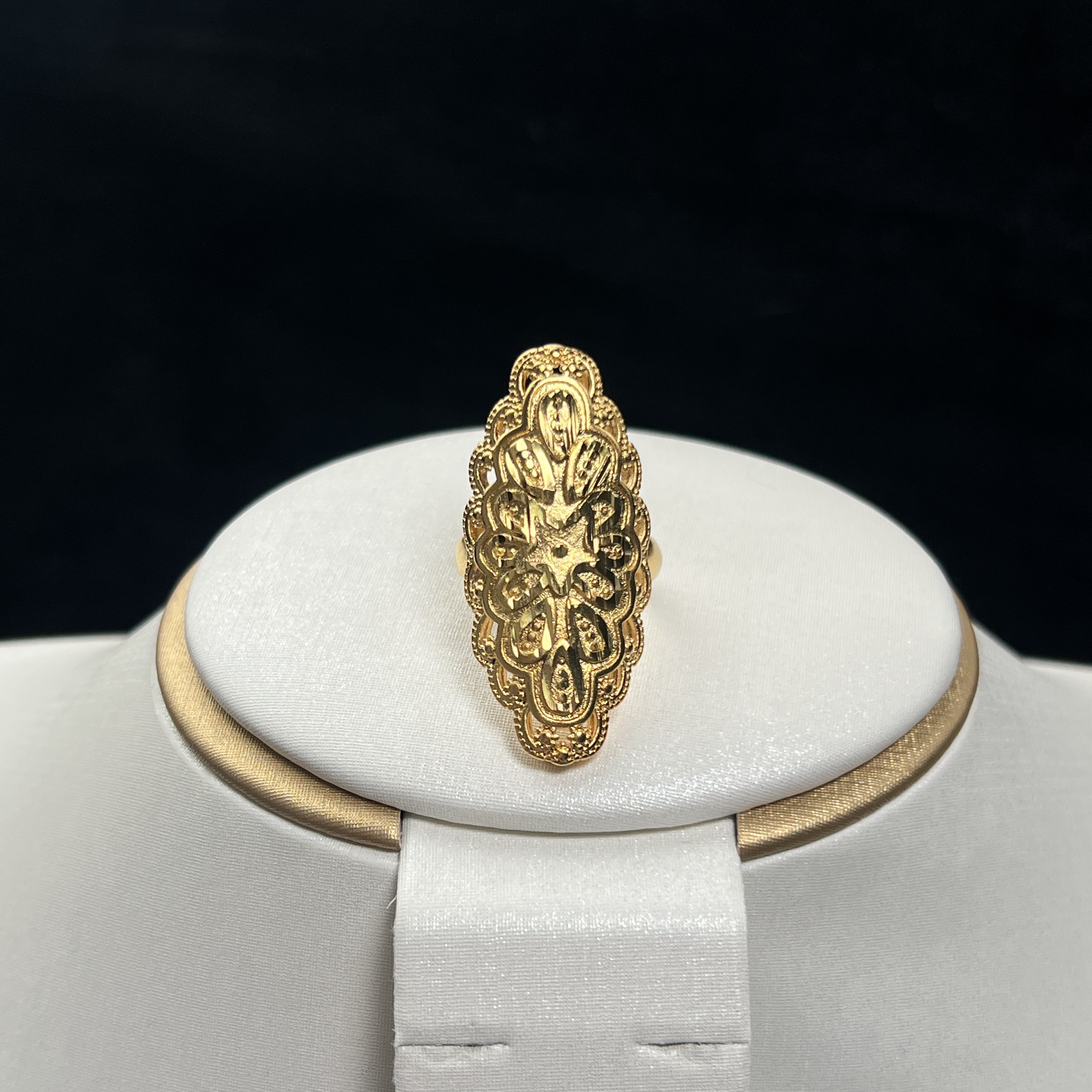 钛钢戒指 时尚首饰指环D&K钛钢民族风椭圆长款戒指金色轻奢