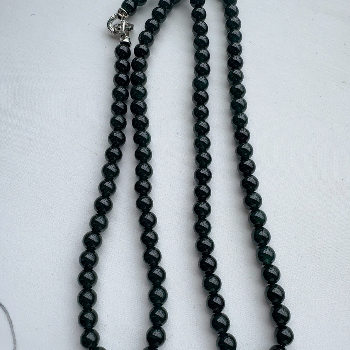 天然翡翠老蓝水珠链108颗卡6.6