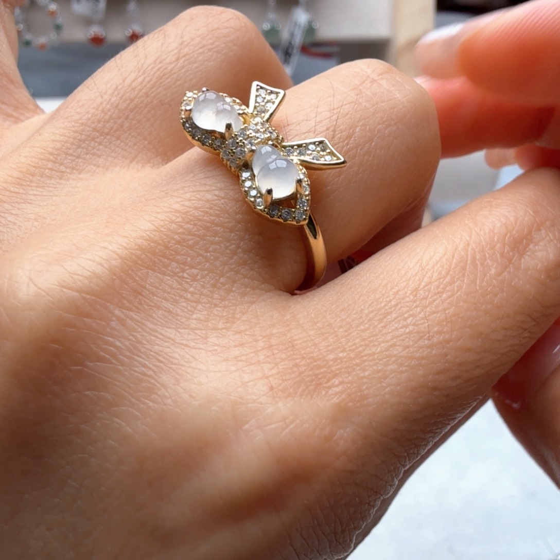 翡翠银S925镶嵌戒指34444444