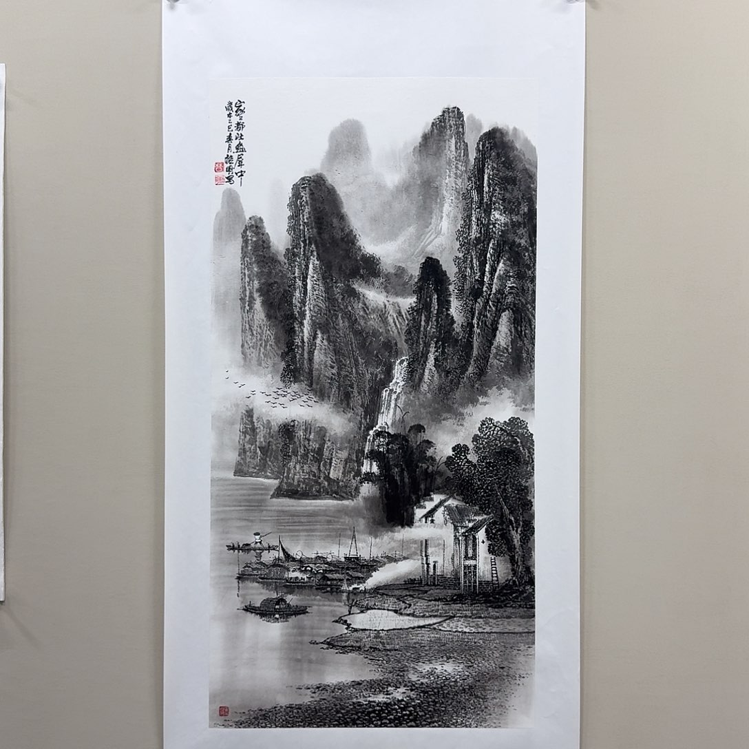 国画莫桂明纯手绘纯水墨山水100✖️50 终身保真