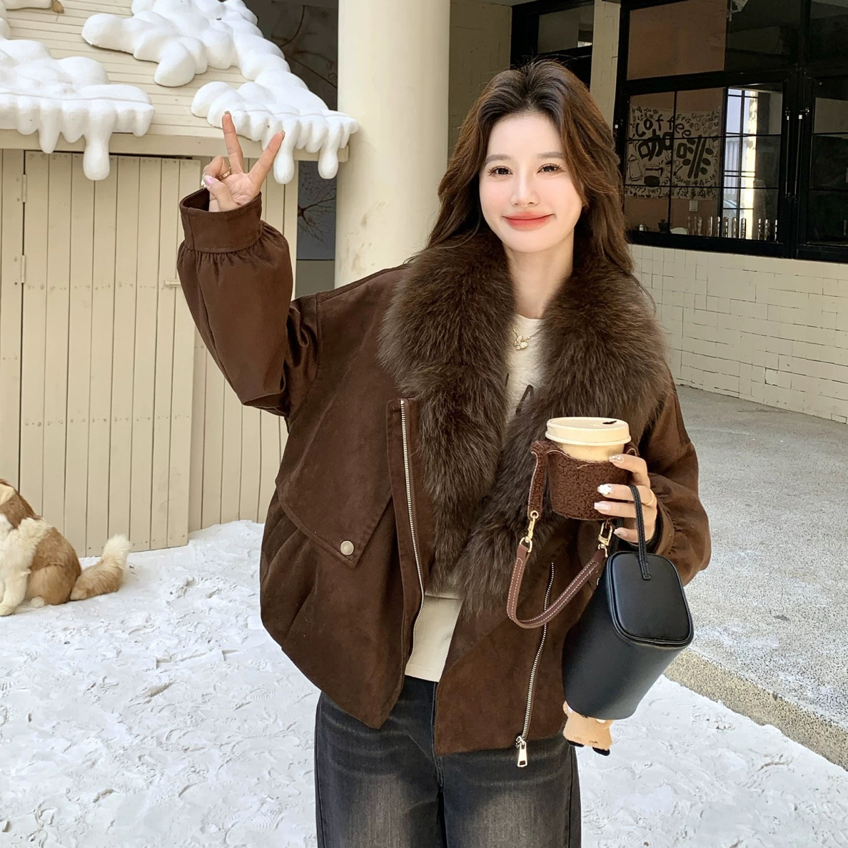 复古高级感超好看毛领短款外套小众时尚气质感百搭显瘦上衣25