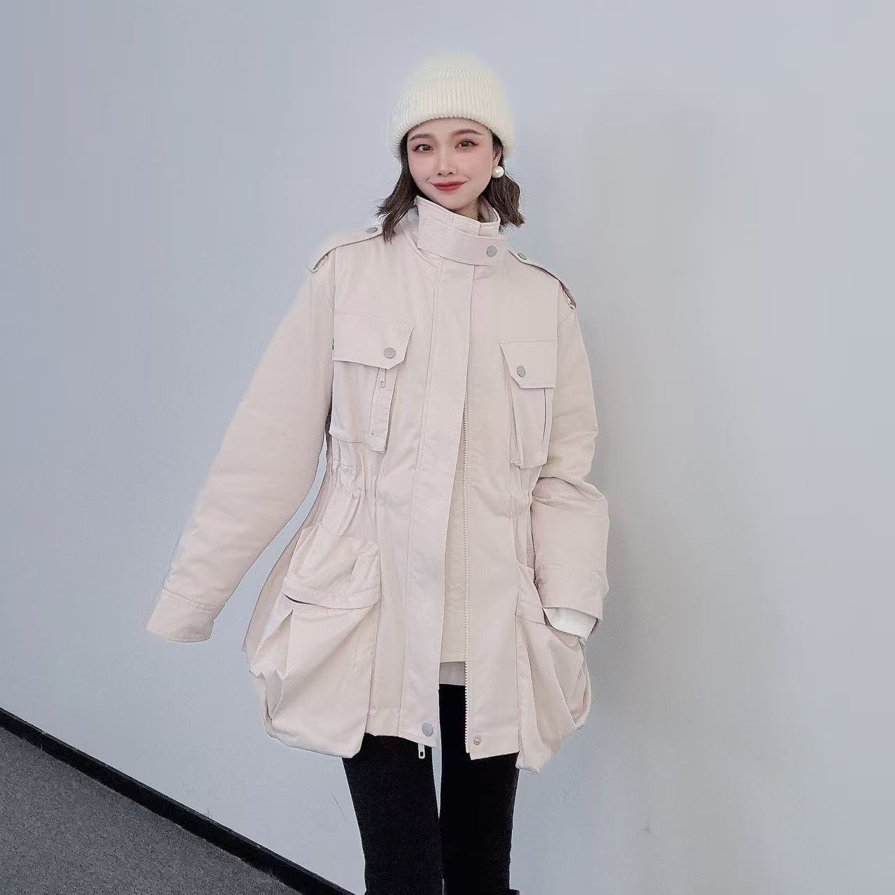 GIRDEAR/哥弟秋冬精品时髦复古工装风百搭显瘦派克棉服1400655