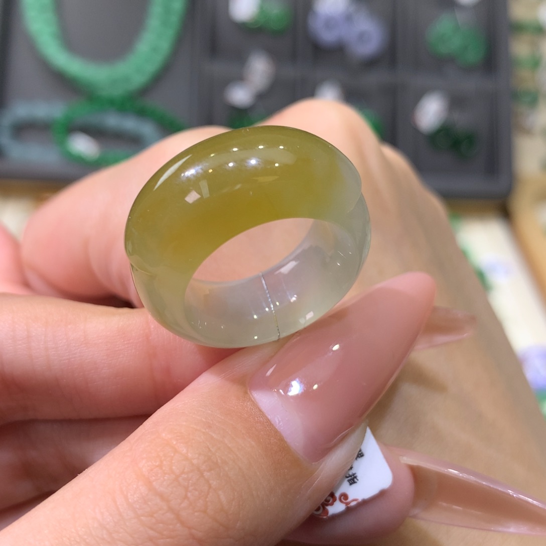 翡翠戒指未镶嵌马鞍14-15