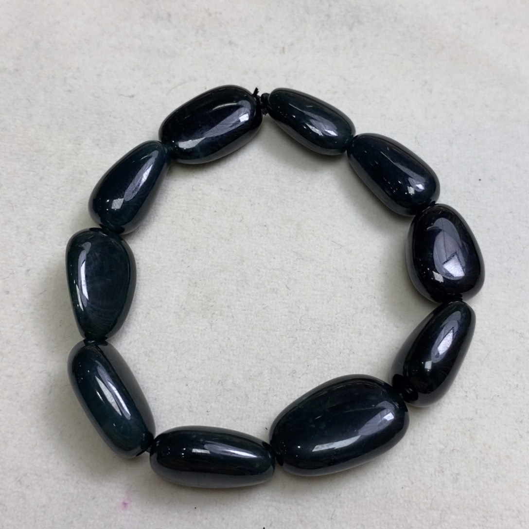 翡翠手串未镶嵌墨翠手串