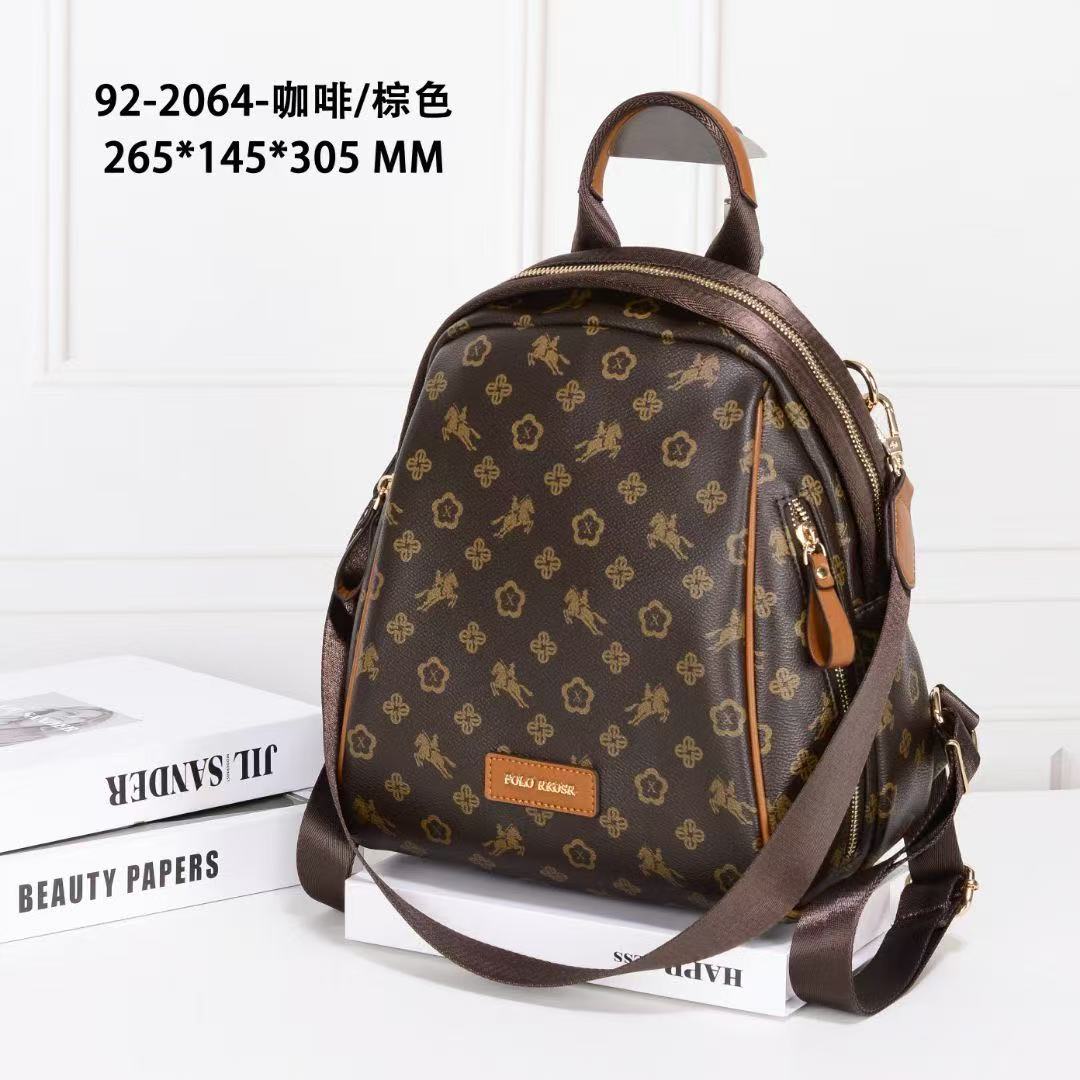 2025时尚潮流新款轻奢百搭复古大容量双肩背包休闲棕色印花女士