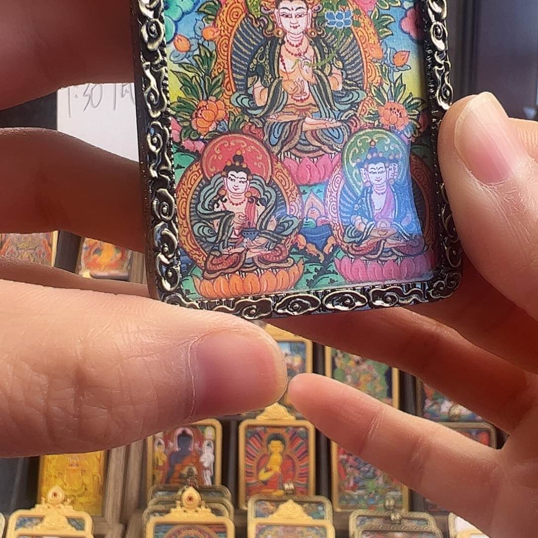 吊坠越*大势至手绘唐卡