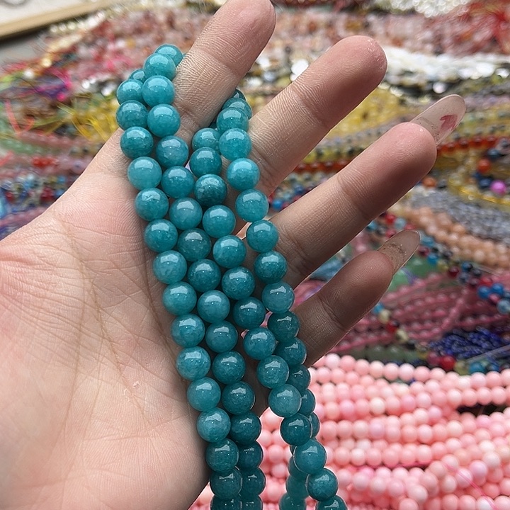 玛瑙/玉髓珠宝半成品未镶嵌一条8mm左右天河石