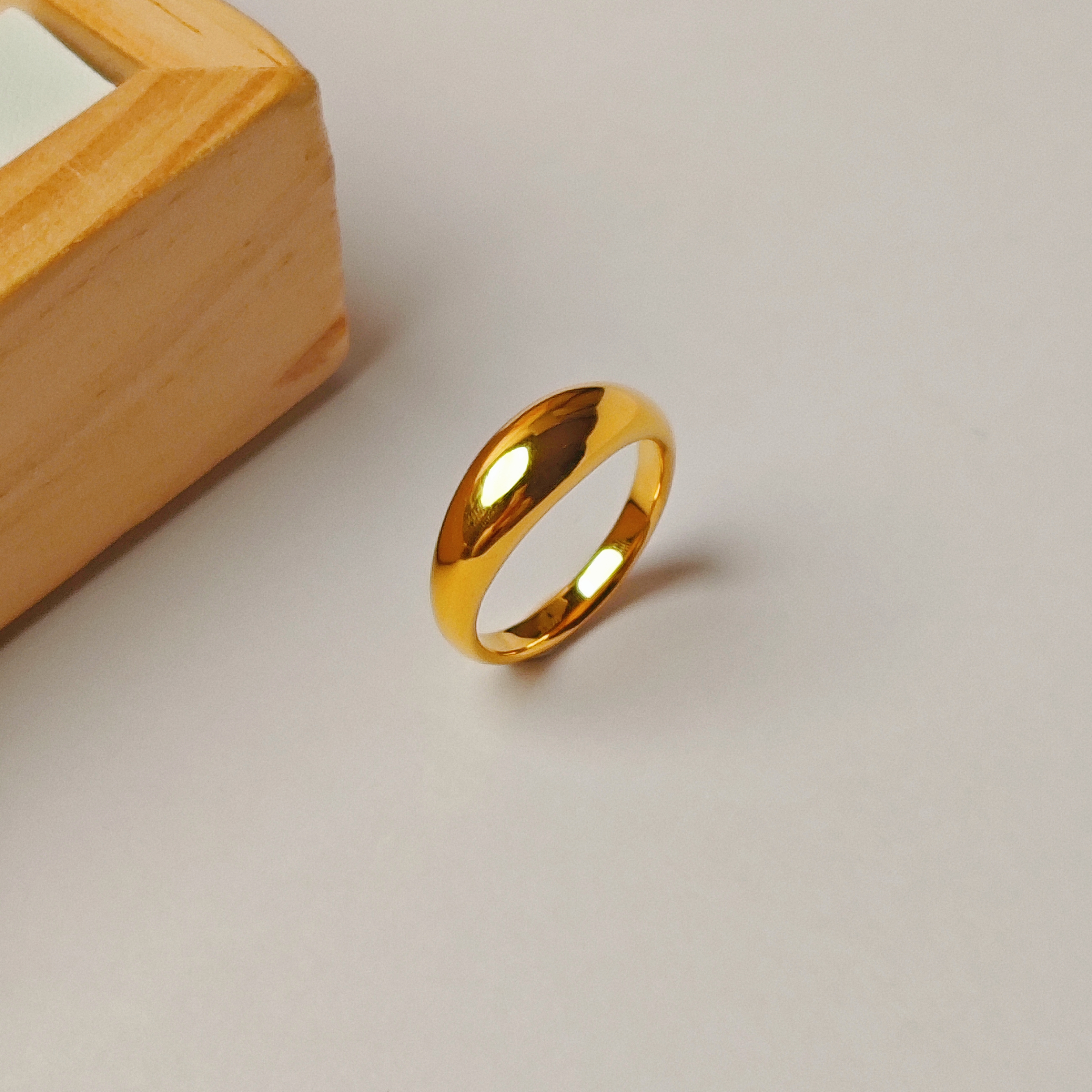 5D足金999黄金海豚背面包戒指亮面显大百搭 复检+证书