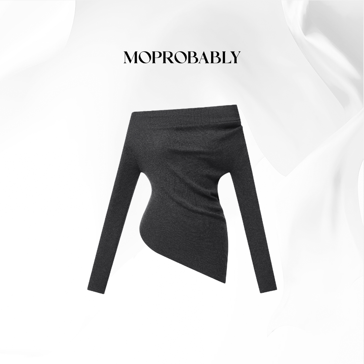 Moprobably贝贝「迪拿衫」辣妹风性感一字肩长袖针织衫L4376374