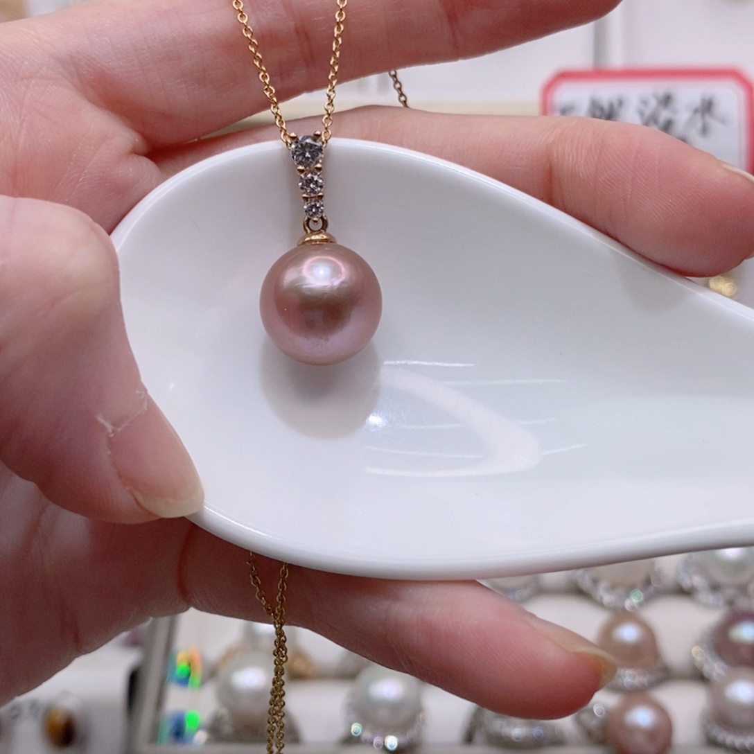 耳饰淡水珍珠银S925镶嵌12+A